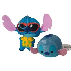 Disney Stitch Plush Lot x 2 Mini Tsum Tsum Cool Stitch Stuffed Toys Blue Purple.